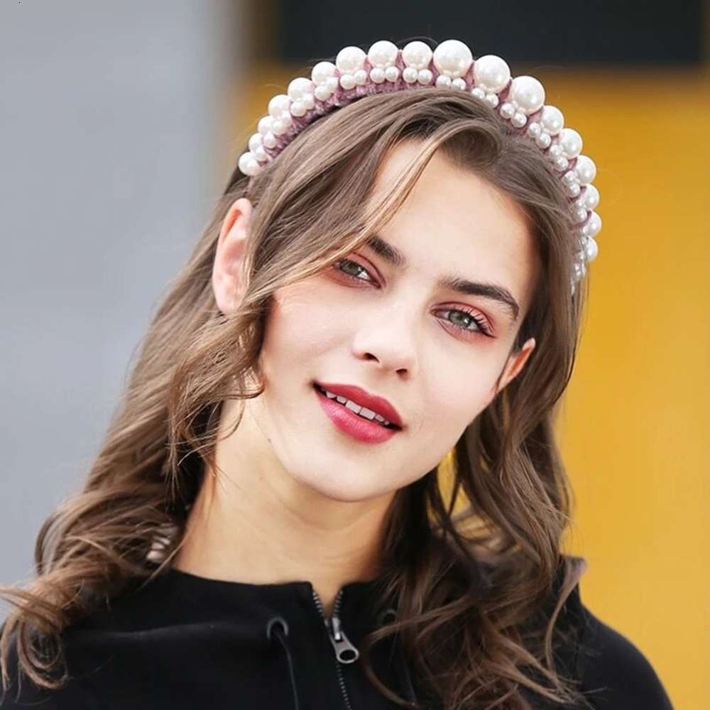 Korean hairband pearl wide edge velvet Headband hairpin headband female hair accessories-image-695859652