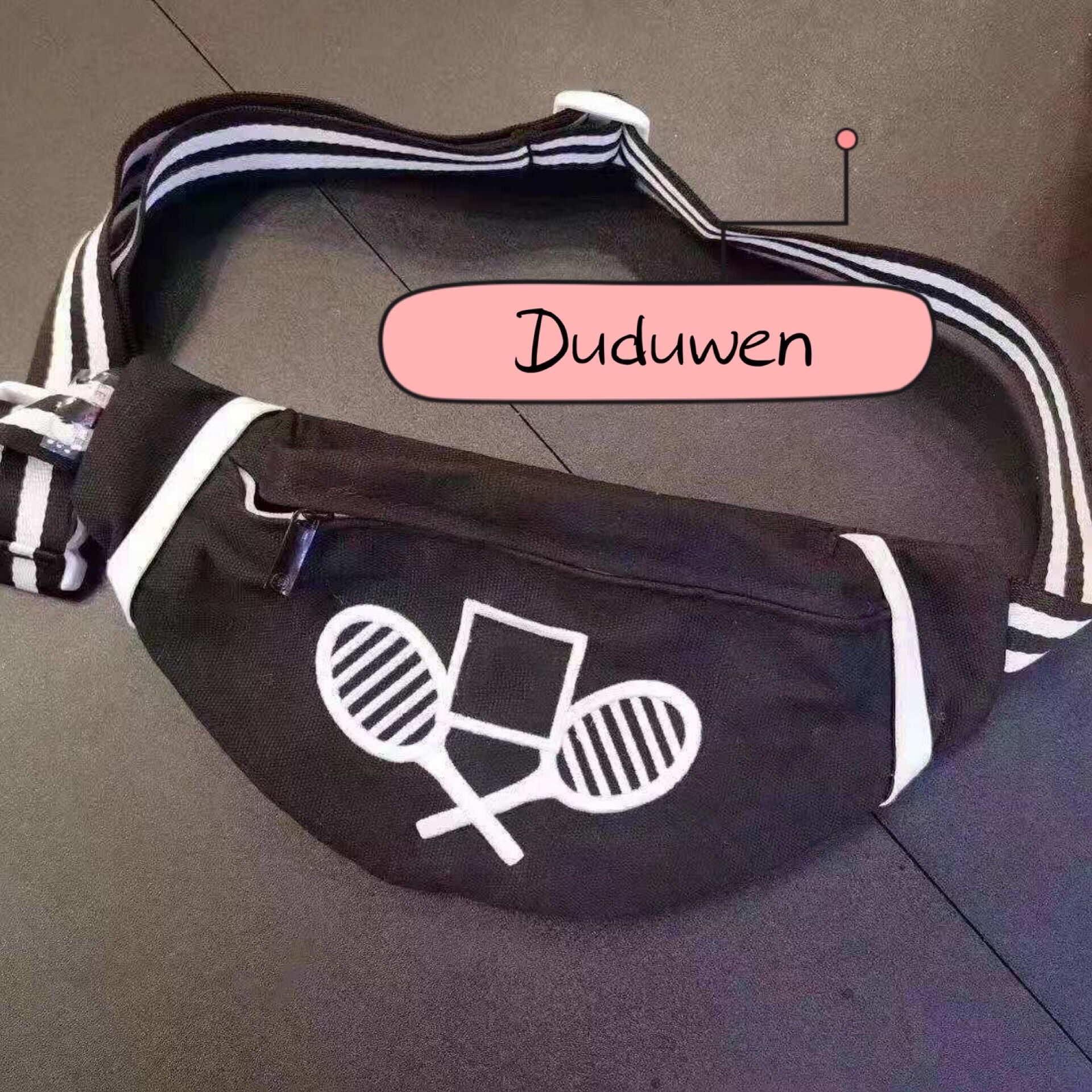 

30X14X5CM C gift Fashion canvas waist Bag Chain belt Sport Bag classic storage bag, Black