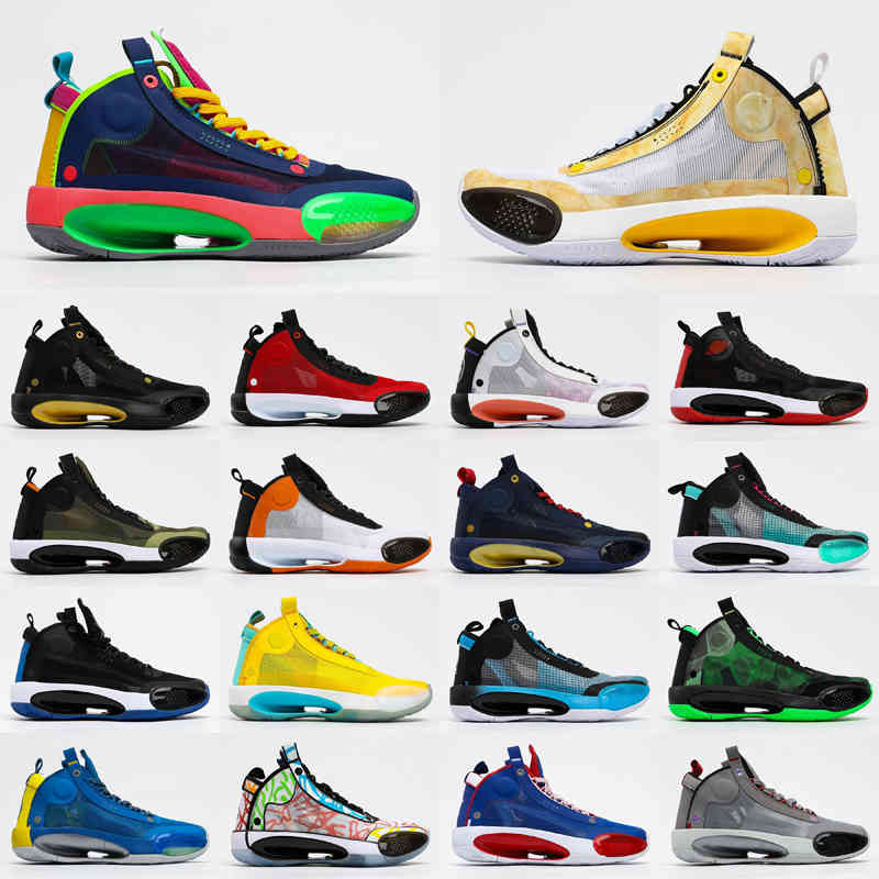 

2021 Mens 34s Basketball Shoes Jumpman XXXIV 34 Eclipse Blue Void Amber Rise Snow Leopard Bred White Black Designer Sports Sneakers Trainers