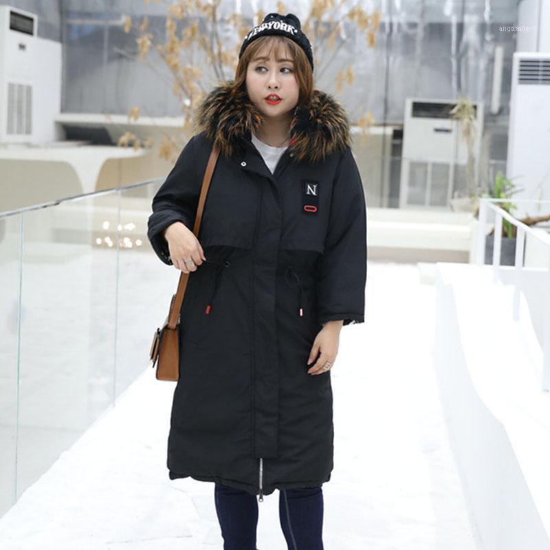

Women's Down & Parkas Winter Parka Women Oversize 8XL Cotton Jacket Two Sides Wear Thicken Hooded Long Coats Plus Size -8XL Fur Collar KW, Black