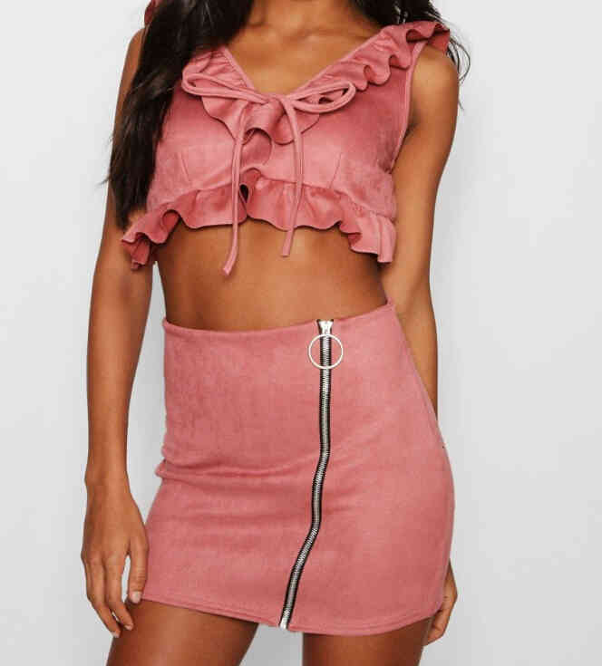 

Women's Tracksuits Arrive Fashion V Neck Spring Summer Dress Crop Tops + Two Piece Mini Vestidos HRS9, Red