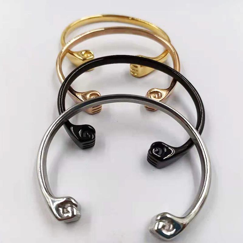 

Bangle Double Fist C Style Cuff Open Bracelet Stainless Steel Punk As Gift