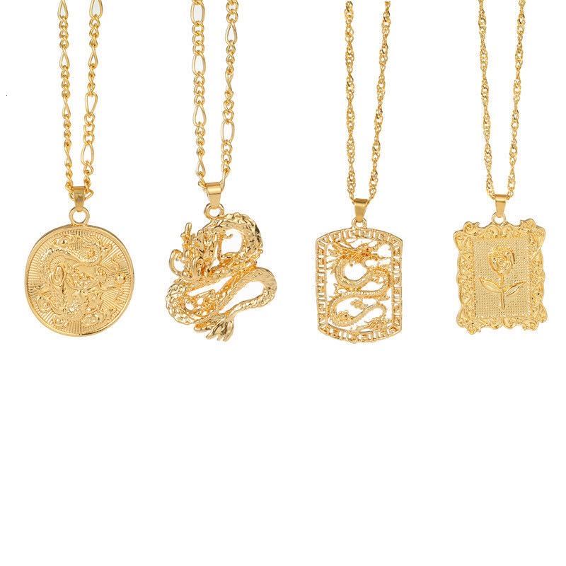 

Fashion Dragon Pendant Necklaces for Women Men Gold Color Vintage Rose Choker Necklace Mascot Ornaments Jewelry Gift, Silver