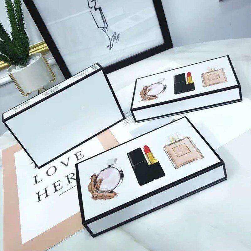 

High end Brand Makeup Set Collection Matte Lipstick 15ml Perfume 3 in 1 Cosmetic Kit with Gift Box for Women