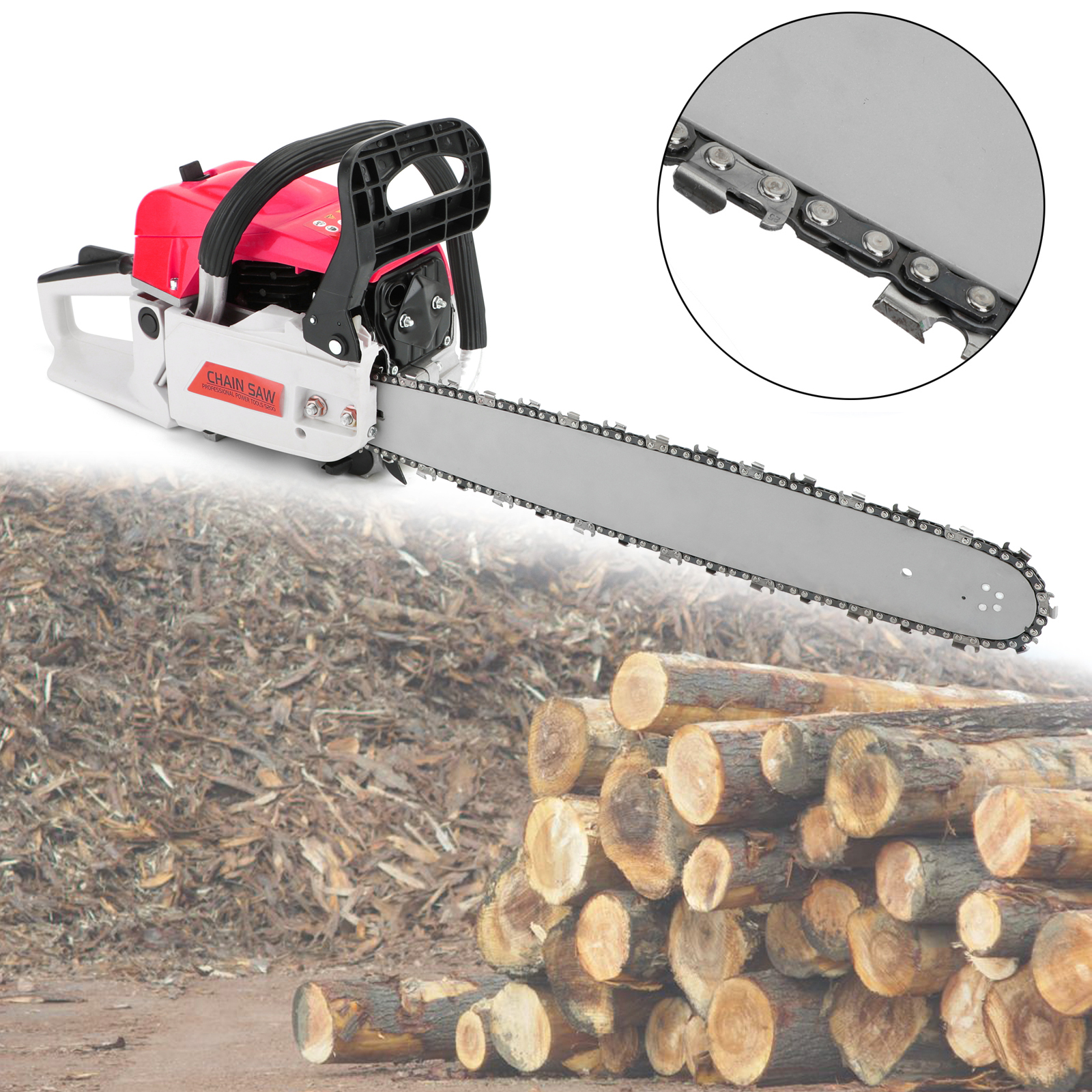 

US STOCK 52cc Chainsaw 20Inch Bar Powered Engine 2 Stroke Cycle Gasoline machine protable tree logging petrol chain saw direct wood cutting for sale 10W-30 7500r/min