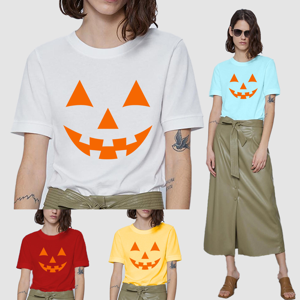 

Women Pumpkin Print T shirts Halloween Party TShirt Gothic Graphic Harajuku Punk Tops Camisetas Mujer, Black
