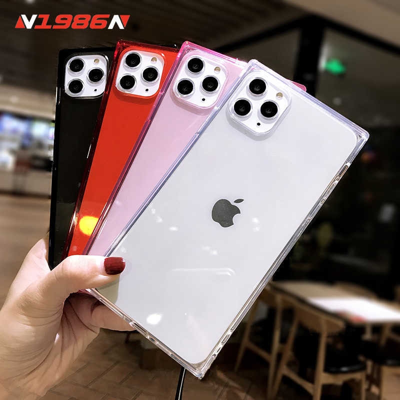 

Phone Case For iPhone 11 12 13 Pro X XR XS Max 6 6s 7 8 Plus SE2 12 Mini Fashion Square Design Candy Color Clear Soft TPU Case H1009, Pr