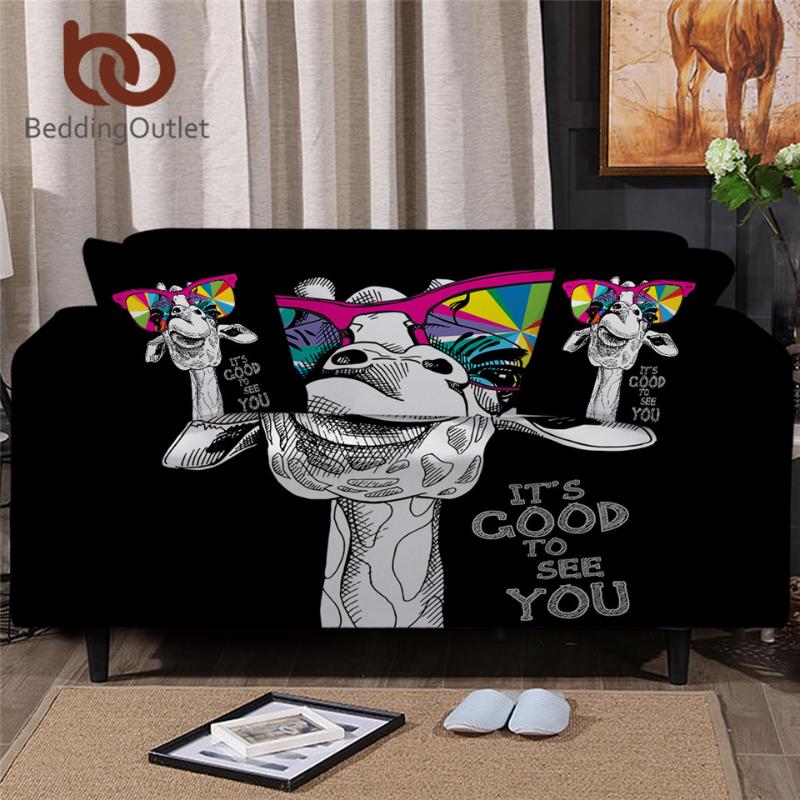 

Chair Covers BeddingOutlet Funny Giraffe Sofa Cover Animals Couch With Cushion Rainbow Sunglasses Slipcover Orangutan Cubre