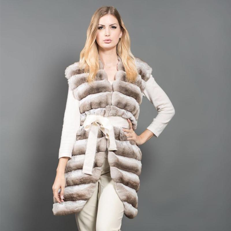 

Women's Fur & Faux Chinchilla Colored Vest Gilet Women 2021 Autumn Winter Latest Design Rex Waistcoat