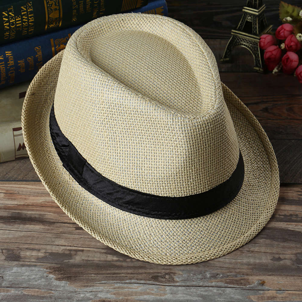 

Sun hat for children Men's summer couple's straw jazz Korean women's sun Beach hat, parent-child style, Yellow