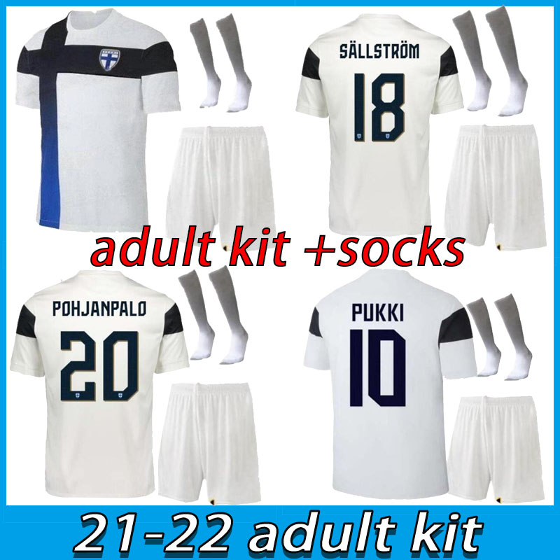 

Adult kit 2021 Finland Soccer Jersey sets Maillots de JENSEN SOIRI PUKKI home away 2022 men kits football shirt, Black