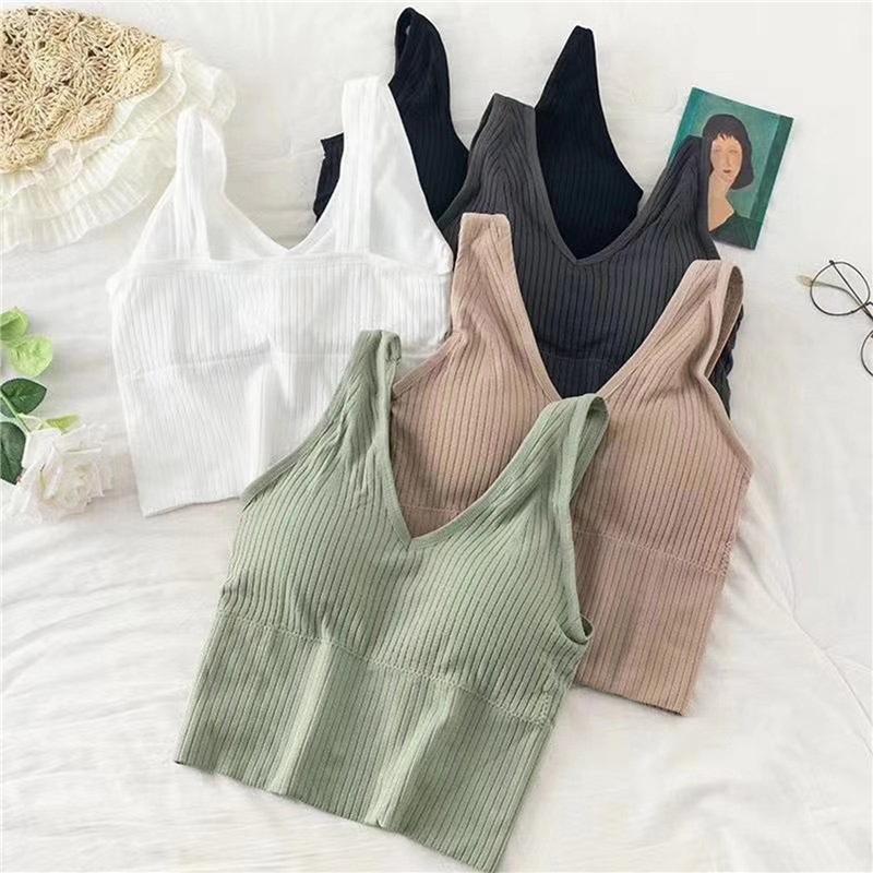 

Yoga Outfit Women Sport Bras Shirt Fitness Running Vest Underwear Padded Bra Crop Top Wireless Push Up Brassiere