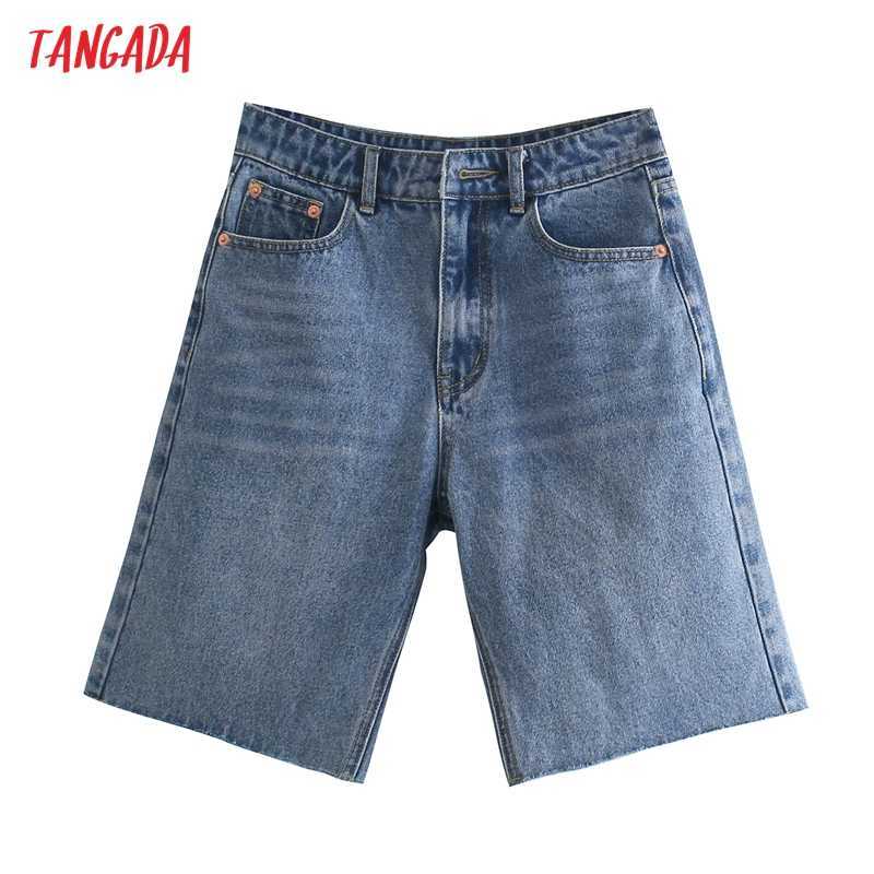 

Tangada Women Vintage Blue Denim Shorts Tassel Zipper Pockets Female Retro Casual Shorts Pantalones JE89 210611, 503-blue