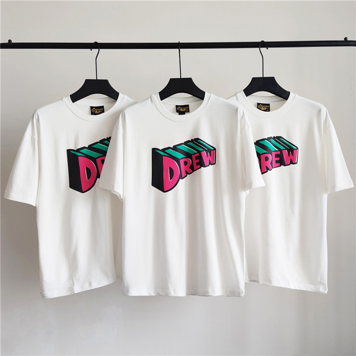

Mens T Shirt Drew House Three-dimensional Justin Bieber High Street Short Sleeve T-shirt Top Casual Fashion Male Clothing, White