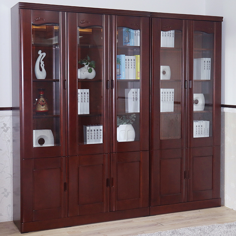 

Living Room Furniture Solid wood bookcase new Chinese glass store inner cabinet modern simple study store bookshelf