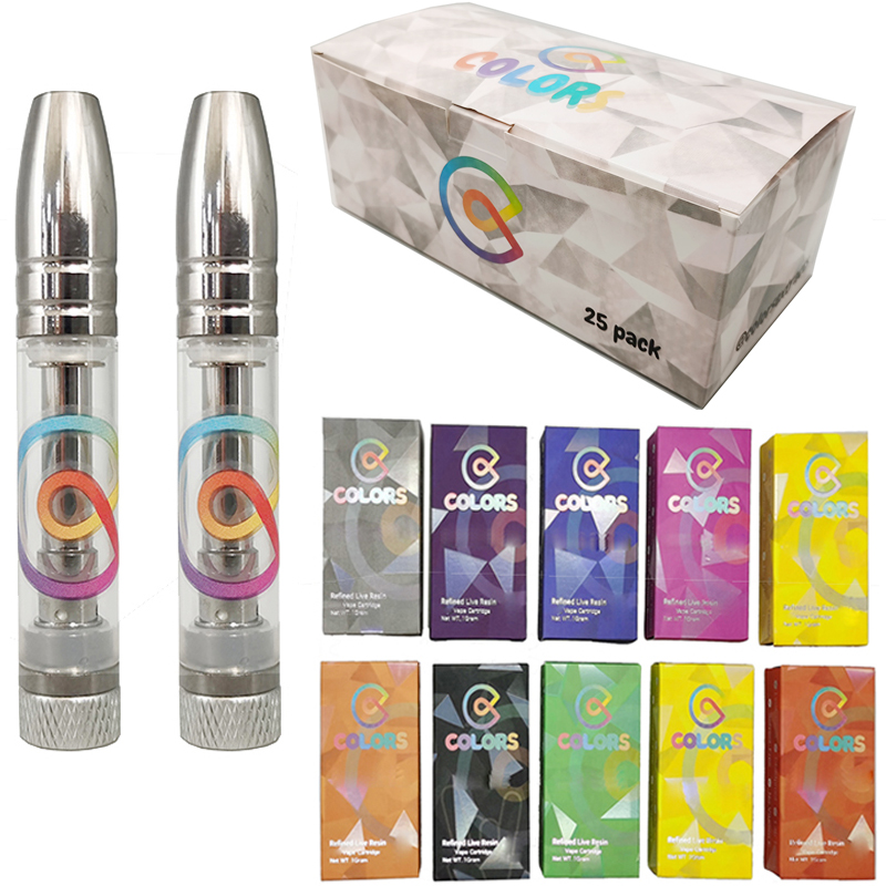

Colors Vape Oil Cartridges 0.8ml Glass Tanks Atomizers Metal Tip 510 Thread Cartridge Empty Vapes Carts Ecigs Vaporizer Pen Packaging Box