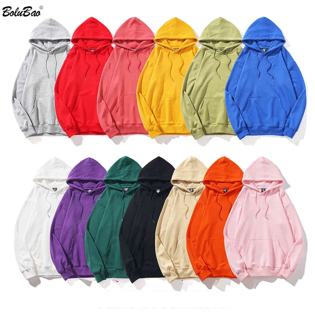 

BOLUBAO Men Hoodies Sweatshirts Street Clothing fashion Men' Hooded Sweatshirt Male Comfortable Solid Color Hoodie Tops 210518, Pink