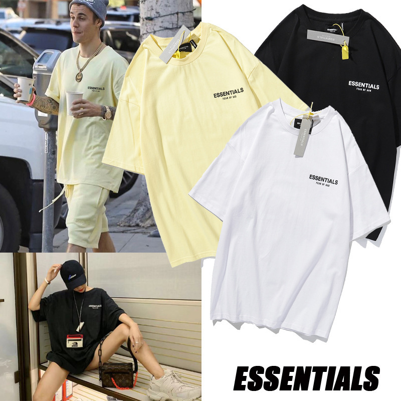 

T shirt Summer 2021 double essentials basic small loose size OS short sleeve t-shirt men's high street fog, White;black