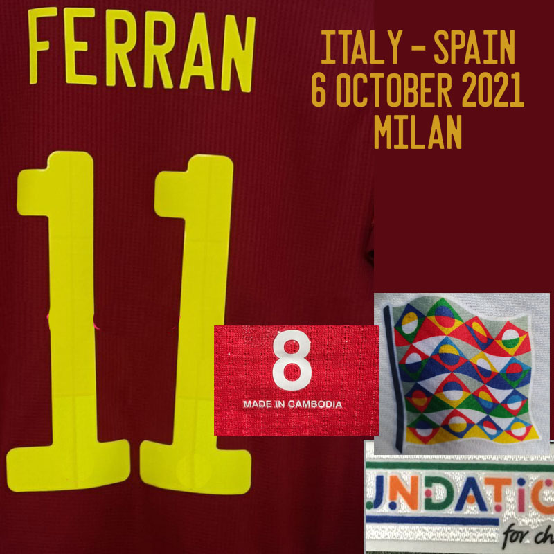 

Home Textile 2021 Nations League Final Match Worn Playe issue Ferran maillot Sergio Gavi Alonso With MatchDetails Socce Patch Badge, #5 sergio