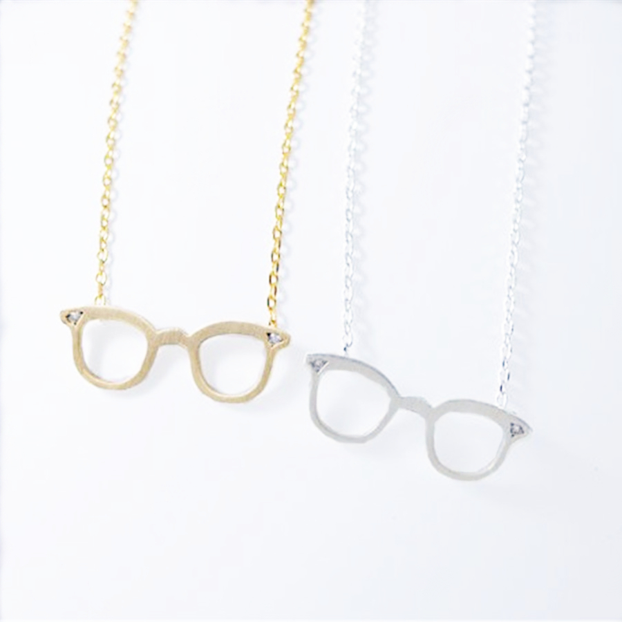 

Fashion Glasses pendant Gold-color silver plated Necklace for women gift Wholesale
