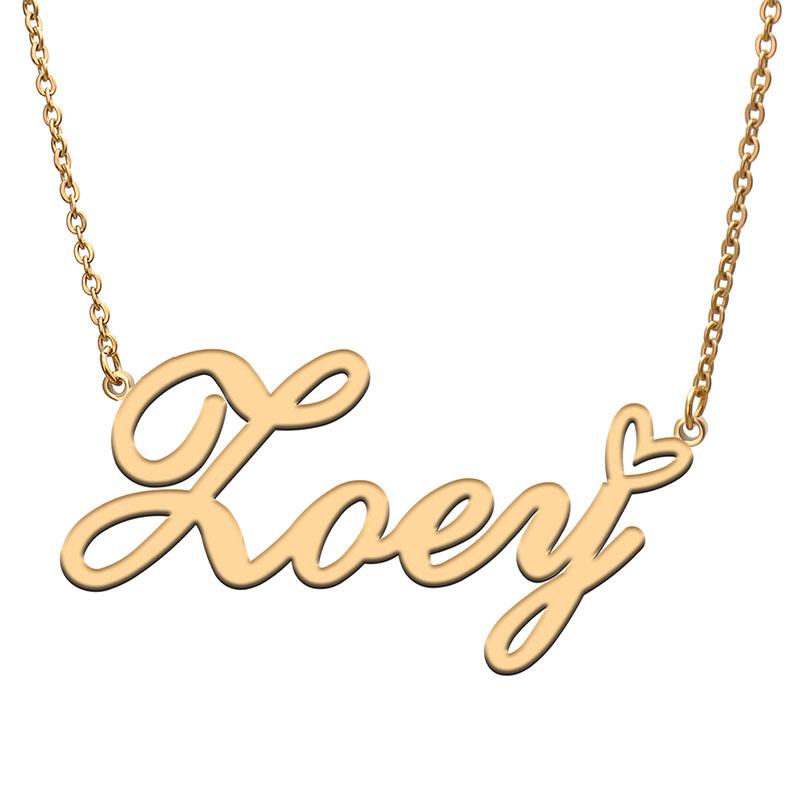 

Pendant Necklaces Zoey Love Heart Name Necklace Personalized Gold Plated Stainless Steel Collar For Women Girls Friends Birthday Wedding Gif