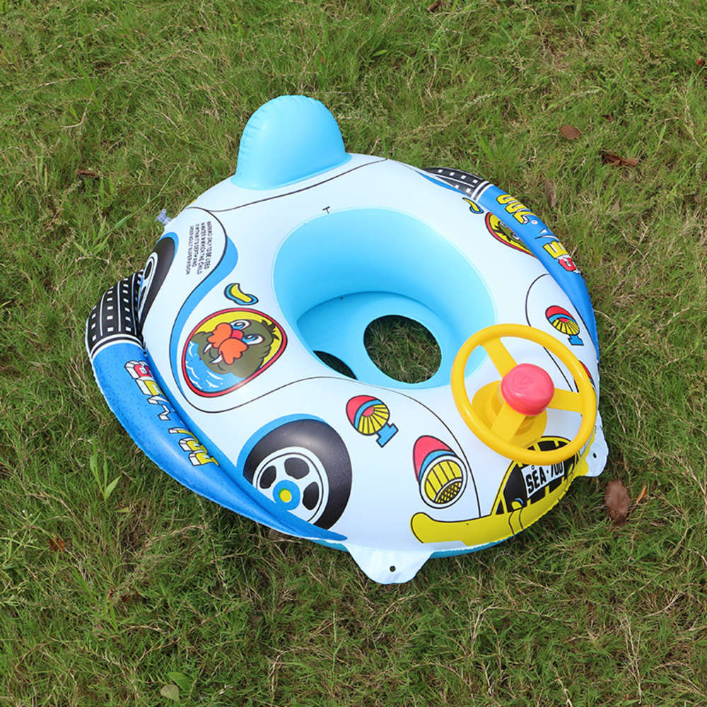 

Swimming ring Straight child horn boat seat ring police car cartoon shape thickened swimming circle with steering wheel children's yacht