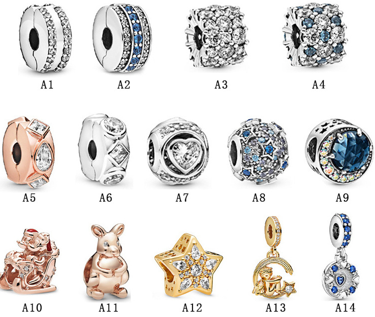 

New Arrival 925 Sterling Silver star embossed night sky fixed buckle beads DIY Fit Original European Charm Bracelet Fashion Women Jewelry Accessories