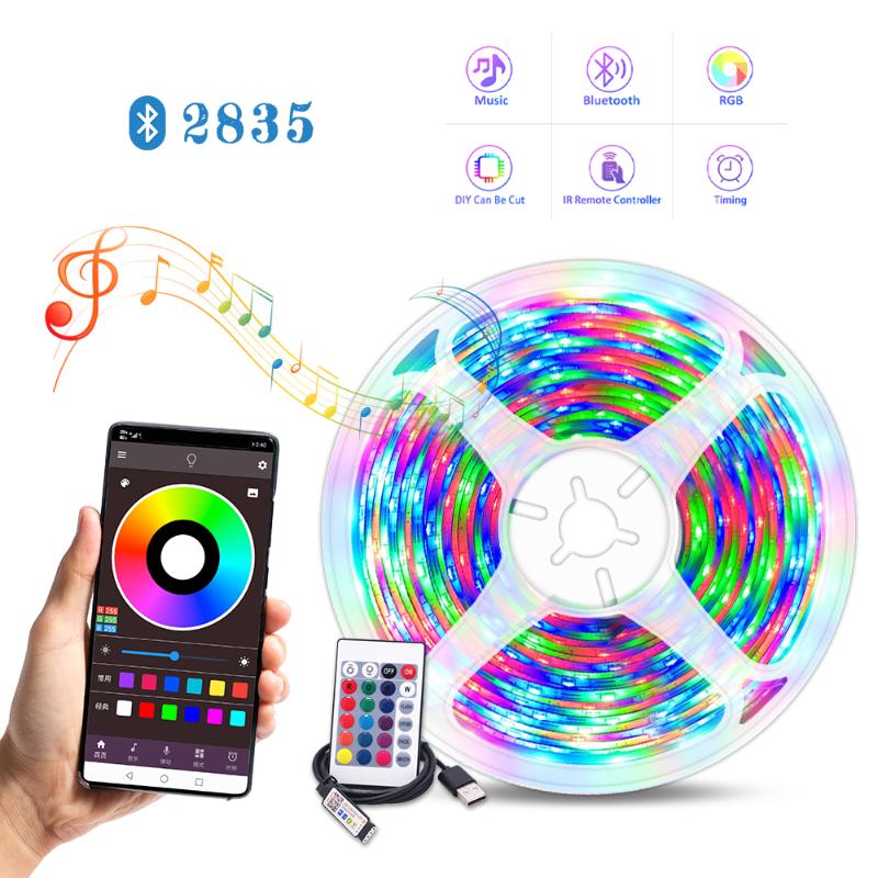 

Strings RGB 5V 2835 Bluetooth Controller Christmas Decorations 2022 Year Festoon Led Light For Room TV Bedroom Home Decor Tape