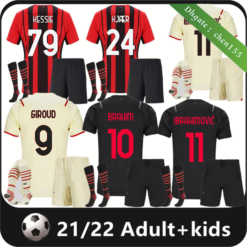 

22 23 GIROUD IBRAHIMOVIC soccer jerseys 2022 2023 Third Fans TONALI REBIC THEO BENNACER KESSIE football shirts KJAER AC Milans men kids kit Uniformi, 22/23 away