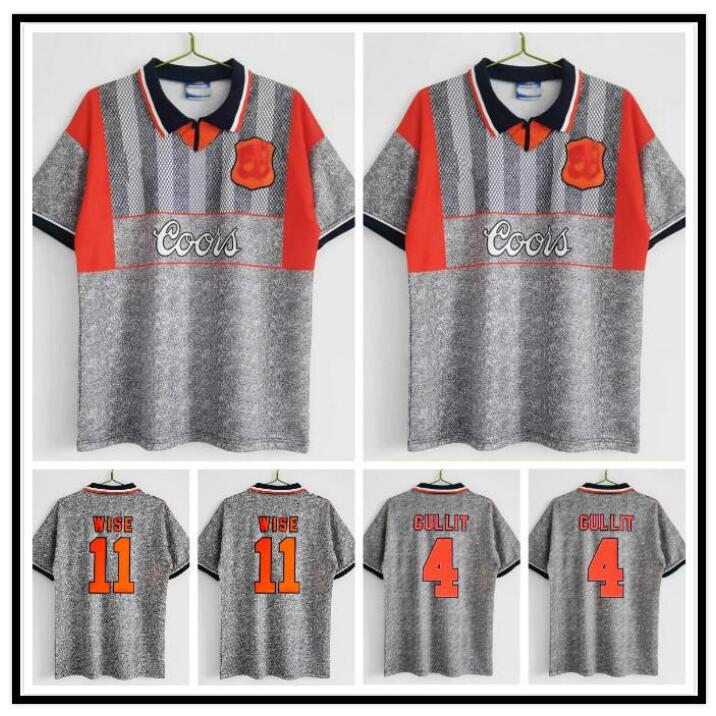 

1994 1995 1996 soccer jersey retro away gray 94 95 96 Vintage football shirt classic #11 WISE #4 GULLIT #25 ZOLA, Black;yellow