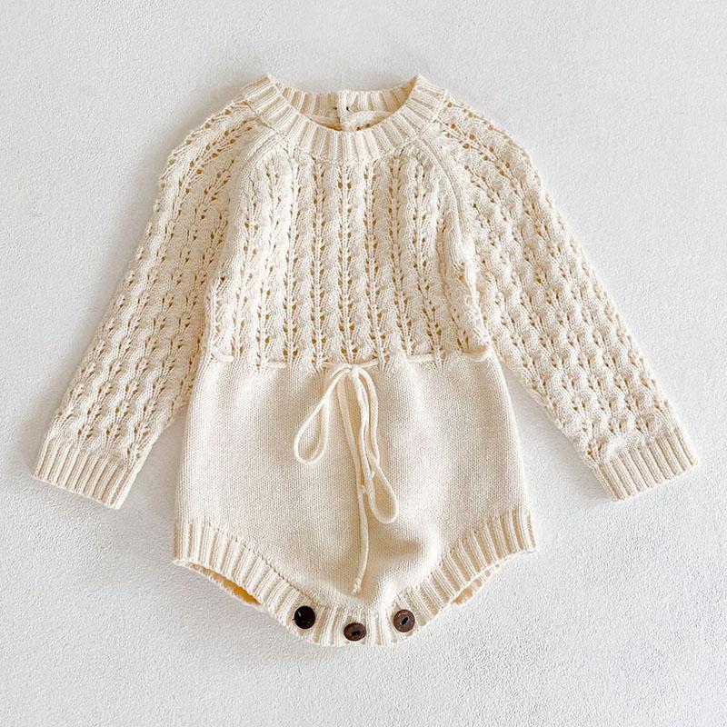 

Rompers Baby Girl Romper Autumn Born Knitted Long Sleeve Clothes Infant Jumpsuits Overall, 82322 beige