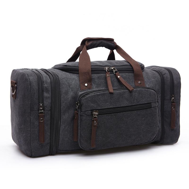 

Duffel Bags Canvas Travel Large Capacity Carry On Luggage Men Bag Tote Weekend Drop S2145, Black