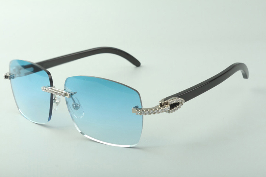 

Classic medium diamond sunglasses 3524025 with black buffalo horn arms glasses, Direct sales, size: 18-140 mm