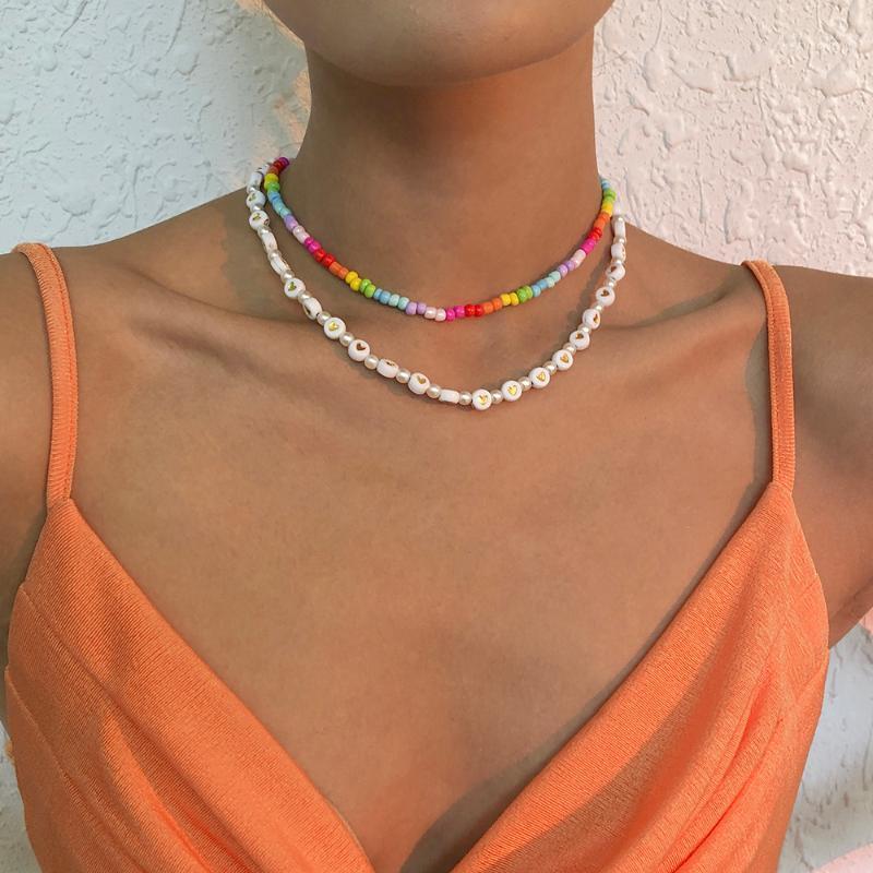 

Chains Lalynnly Exquisite High-Quality Resin Love Beaded Necklace For Women Girls Fashion Trend Simulation Pearl Wholesale Gifts N9225