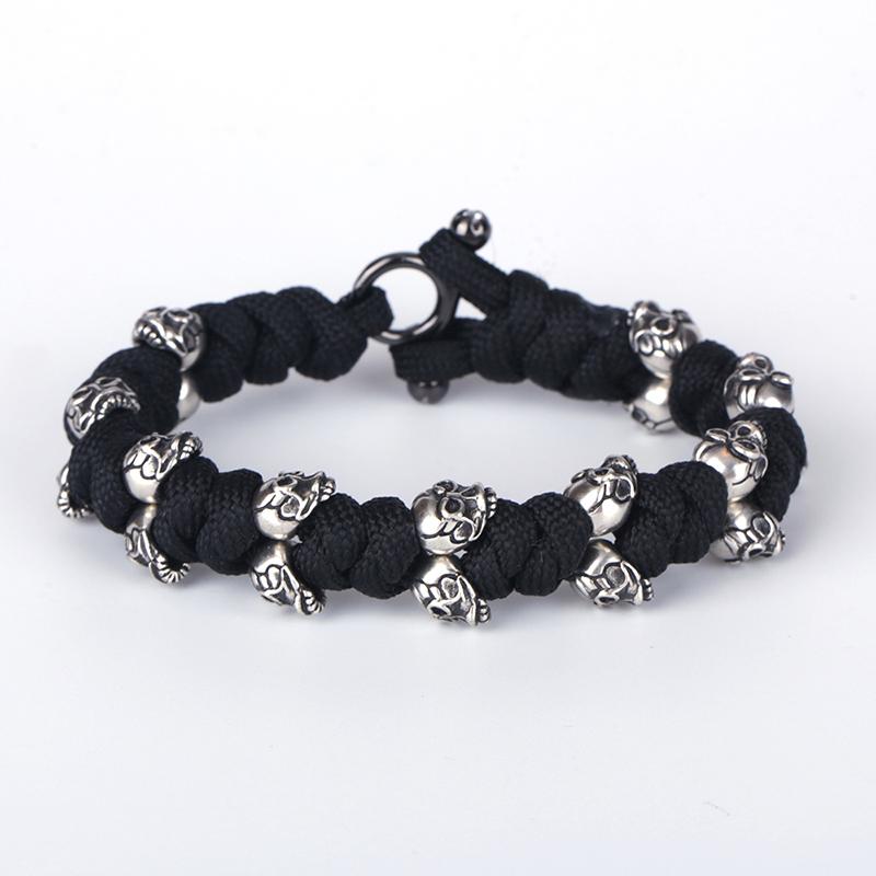 Charm Bracelets Dankaishi Silver Color Skull Macrame Bracelet For Men And Women Fashion Style Punk Jewelry Birthday Gift Accessor-image-705615861