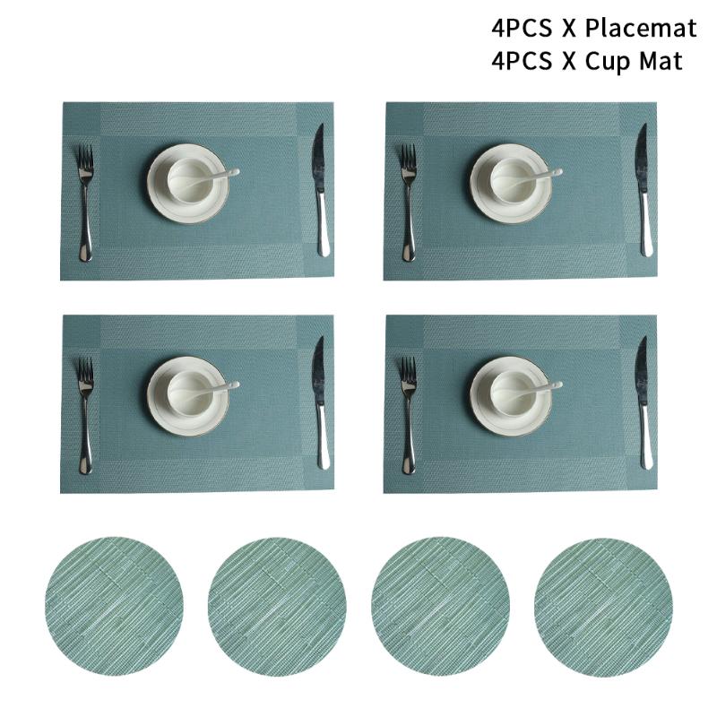 

Mats & Pads 8pcs Non Slip Heat Resistant Anti Penetration Easy Clean Waterproof Restaurant Placemat Set Table Decoration Cup Mat Tear Proof