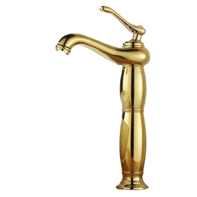 Basin Faucets Euro Gold Washbasin Faucet Luxury Tall Bathroom Single handle and Hole Mixer Water Taps-image-410467368