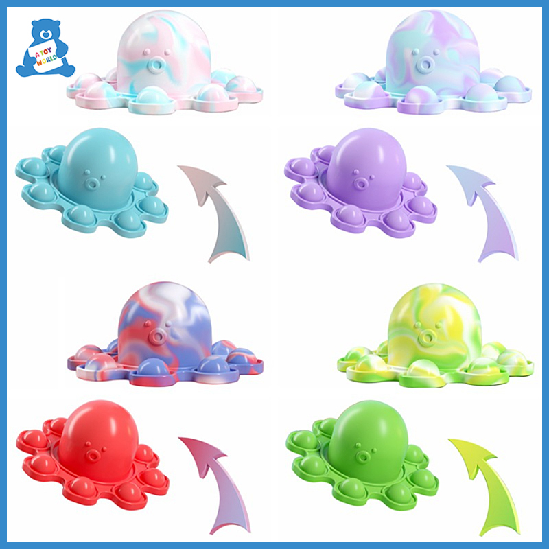 

New Push Bubble Flip Octopus Doll Fidget Sensory Toy Silicone Octopus Pendant Decompression Toy Squeeze Stress Reliever Toys