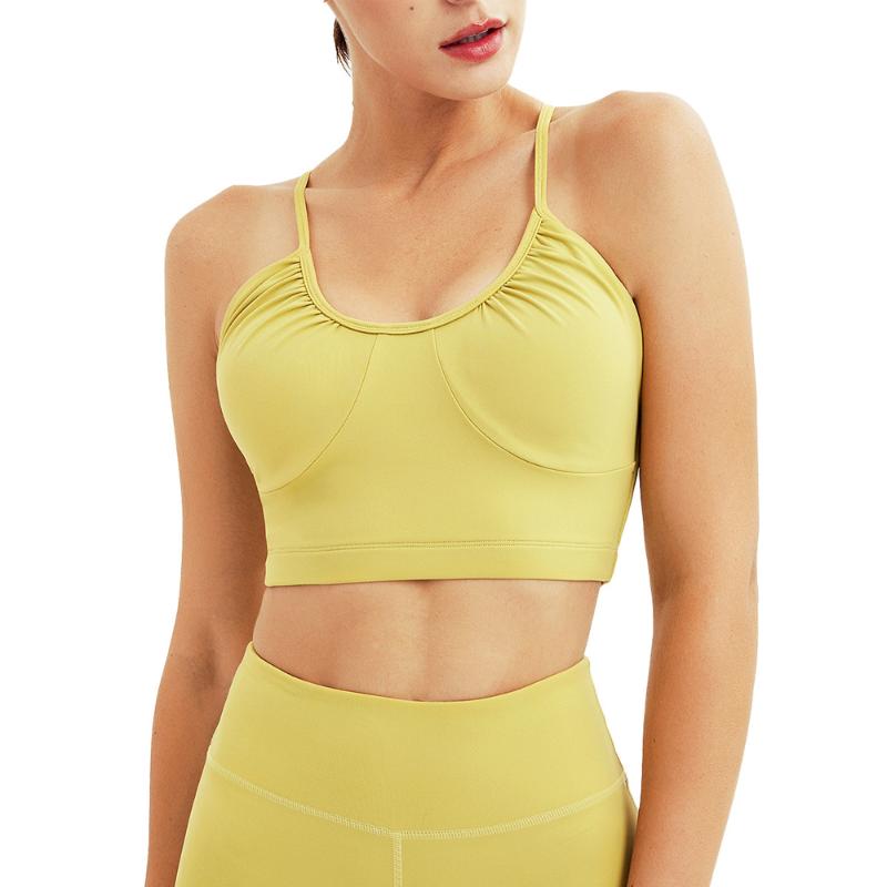 

Yoga Outfit Back Cross Seamless Knitted Sports Underwear Running Fitness Bra High-intensity Shockproof U-neck Vest