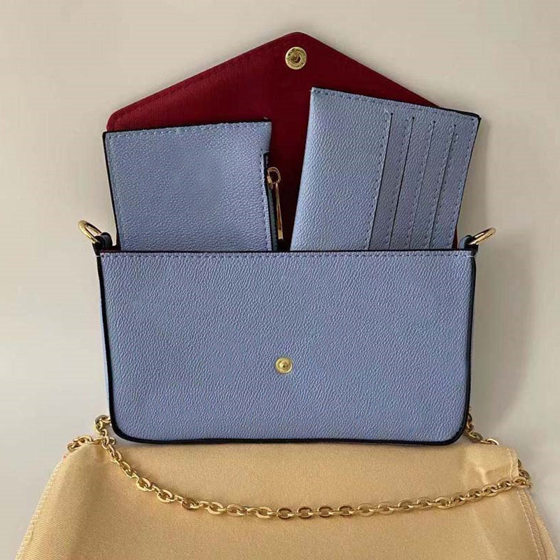 

Luxury Designer Cross Body Shoulder Bag 3-piece set Multi Pochette handbags Wallet Brand bags Lou Purse Single Chains Zipper Plaid Wallets Women HandBag Real Leather, Uz01