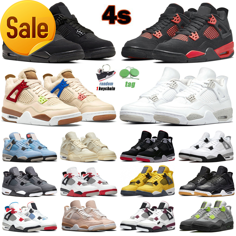 

Basketball Shoes Men Women 4 Red Thunder University Blue Wild Things White Oreo What The mens trainers sport, Mushroom