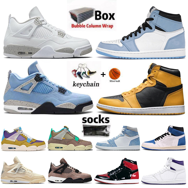 

White Oreo 4 4s Men Basketball Shoes 1 1s University Blue Black Cat Bred Hype Royal Court Purple Lucky green Obsidian UNC Dark Mocha Women Sneakers, #15