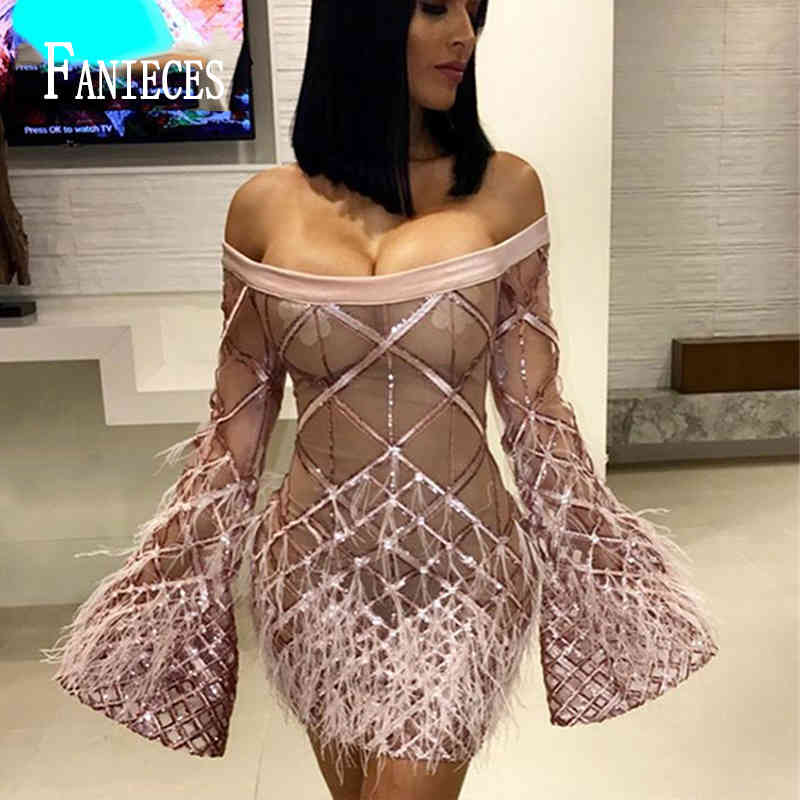 

Design Mesh See Through Fringes Dress Birthday Celebrate Perspective Dresses Evening Party long Sleeve Tassel vestidos 210520, Black