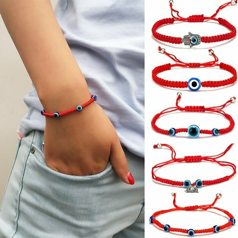 

Lucky Blue Evil Eye Charms Bracelets Fatima Hamsa Hand Adjustable Red String Thread Rope Couple Bangles Women Men Heart Flower Butterfly Animal Pendant Jewelry