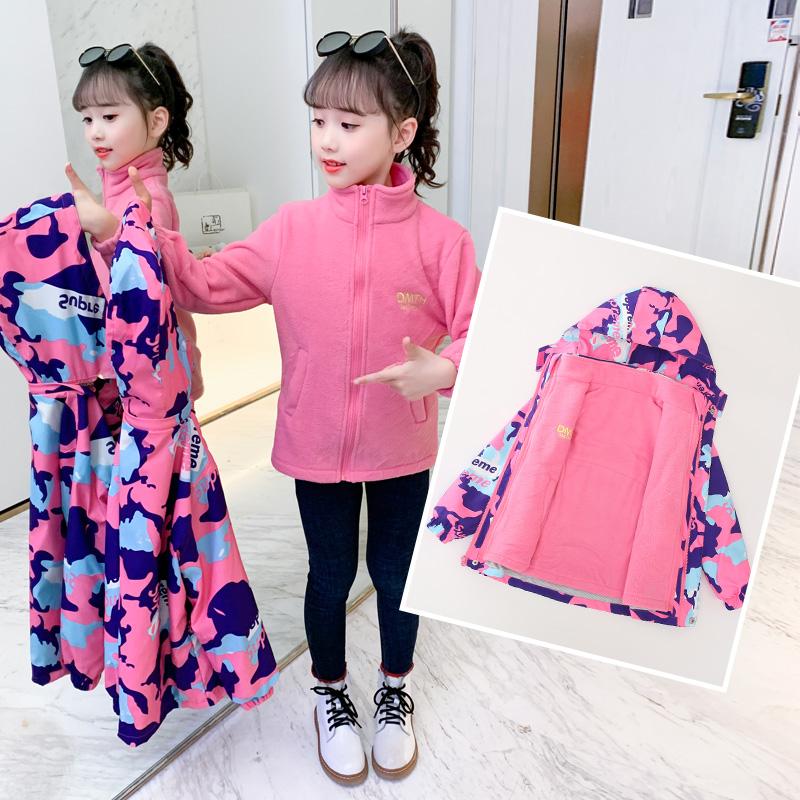 

Down Coat Girls Jackets Detachable 2 PCS Two-in-one Windproof Waterproof Outdoor Coats For Boys Ches 4-14years Teens Outerwear, Blue;gray