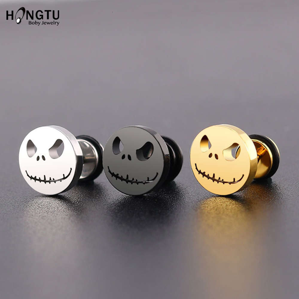 

tattoos Hongtu 2Pcs Skull Stud rings Rvs rings Small Earrings Female Punk Piercing Jewels