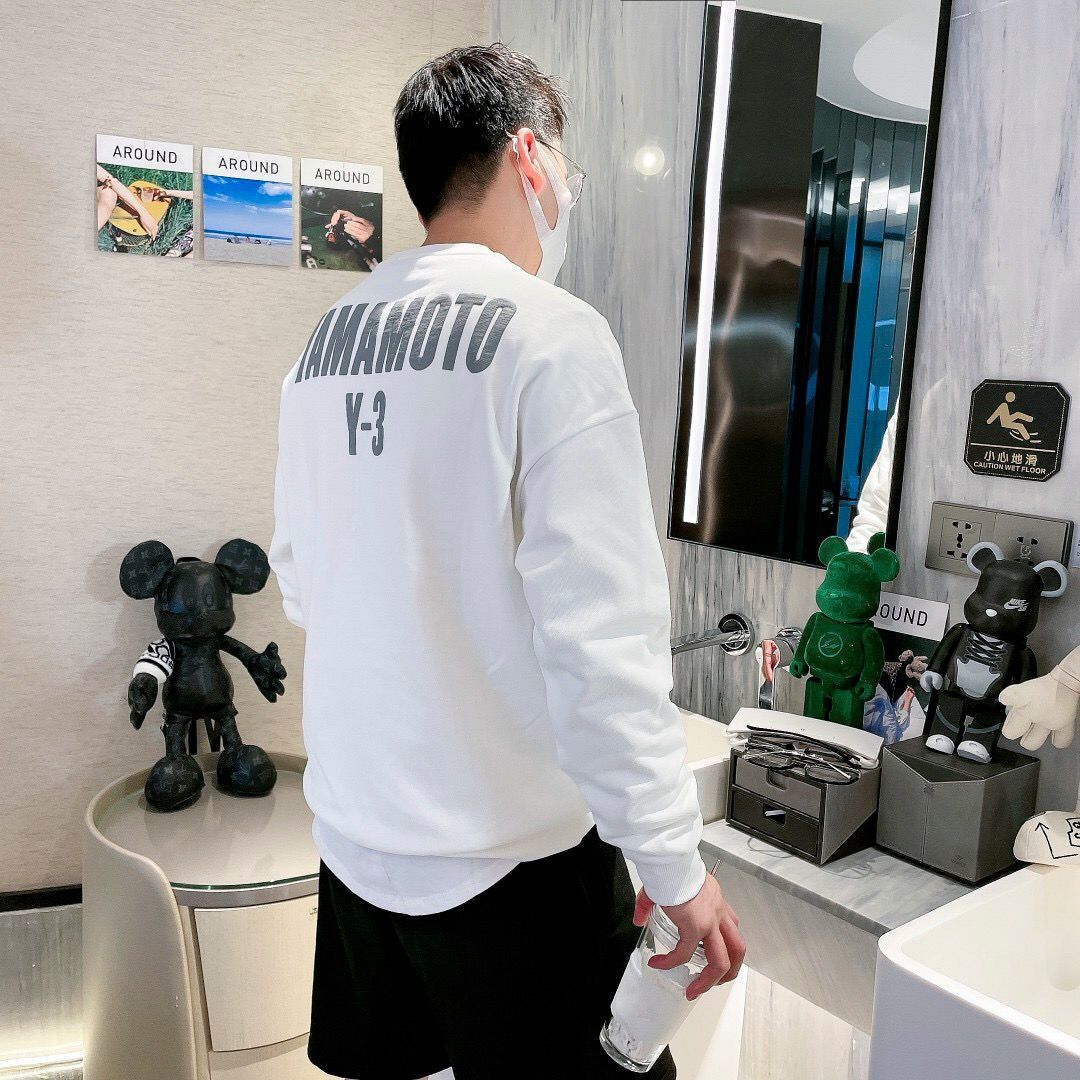 

Men Womens Hoodies Y-3 Autumn Winter Cotton Y3 Pocket Printed Letter Pullover Round Neck Sweater Long-sleeved Bottoming Shirt, White