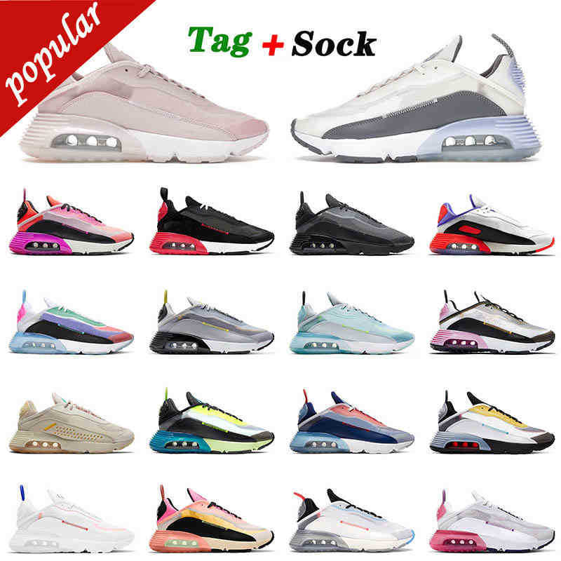 

36-45Sports Max 2090 Running Shoes Cushions Mens Womens Barely Rose Sail Fire Pink Duck Camo Black And Athracite Trainers Sneakers 36-45, B48 pink accents 36-40