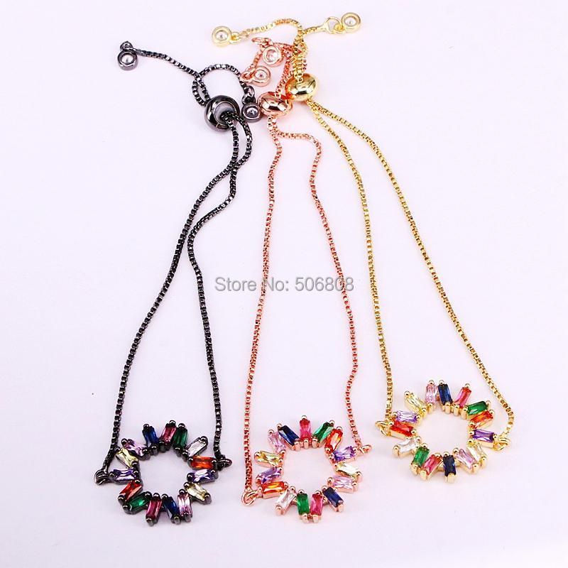 

Charm Bracelets 6PCS, Cubic Zirconia Circle CZ Adjustable For Women Jewelry1