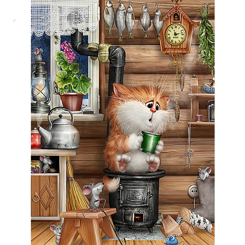 

Diamond Painting 5d Diy Crystal Needlework Kits For Embroidery Cross Stitch Mosaic Kit Cartoon Cat